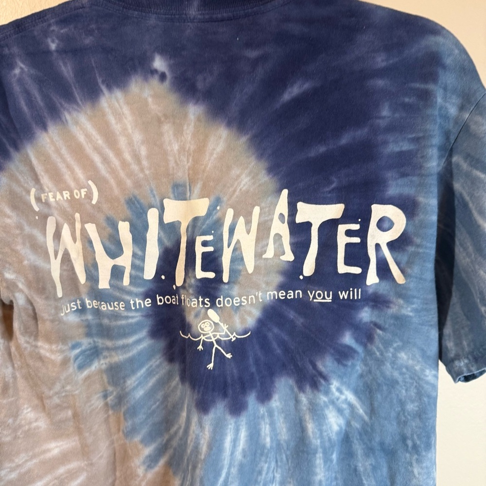 Whitewater Adventure Bound Kennebec River Blue and Gray Tie-Dye Tee - Picture 7 of 7